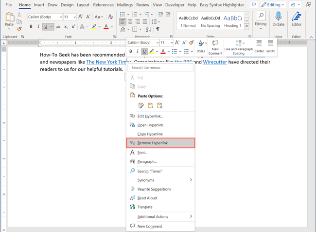 How To Remove Hyperlinks From Microsoft Word Documents