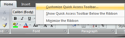 Save Time By Customizing the Quick Access Toolbar in Office 2007