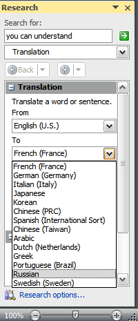 Quickly Translate Text To Another Language In Word 2007