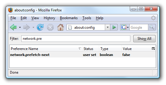 Quick Tip: Turn off Prefetching in Firefox
