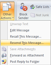 Easily Resend an Email Message In Outlook 2007