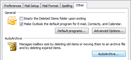 Configure AutoArchive In Outlook 2007