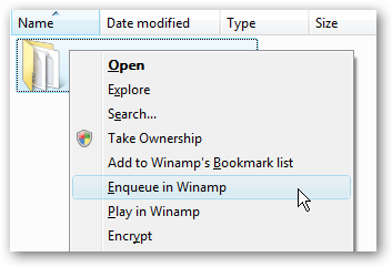 Remove Winamp Context Menu Items from Vista