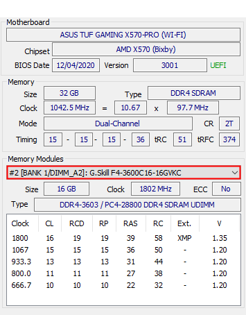 The exact make and model of the RAM installed in your PC. 
