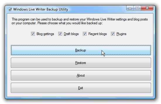 Backup Your Windows Live Writer Settings