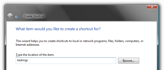Make a Shortcut to Start Task Manager in Minimized Mode
