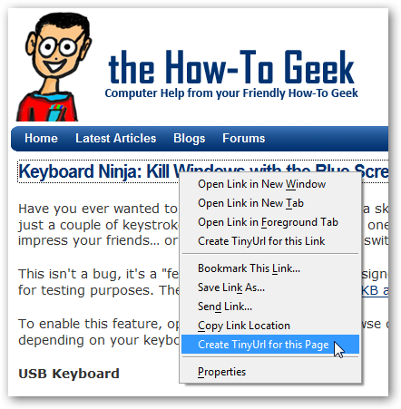 Create a TinyUrl the Easy Way in Firefox