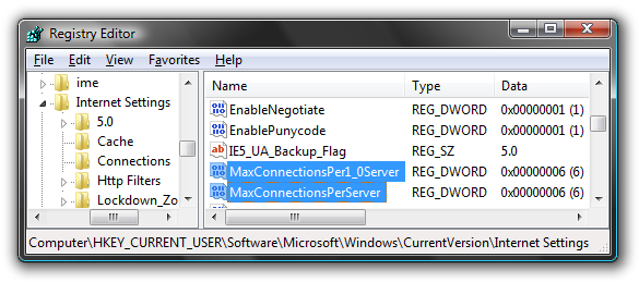 Enable More Simultaneous Downloads in Internet Explorer