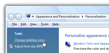 Click "Change Desktop Icons." 