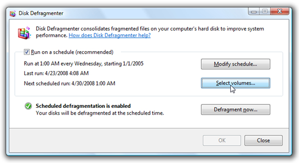 Set Automatic Defrag Options for All Drives in Vista Service Pack 1