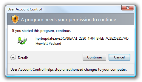 Turn Off the Obnoxious HP Driver UAC Popup Update Check in Vista
