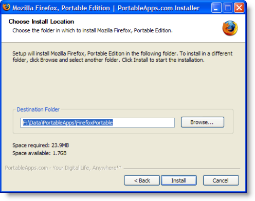 portableapps install firefox choose install
