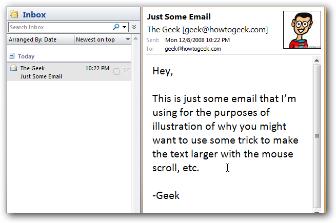 Stupid Geek Tricks: Using the Quick Zoom Feature in Outlook