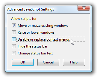 Firefox Advanced Javascript Settings