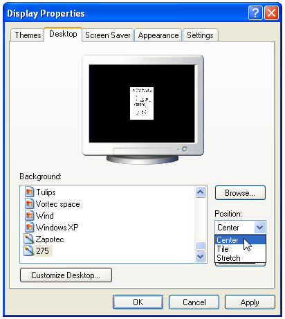 Windows XP Display Properties