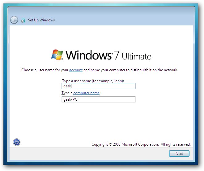 Windows 7 Choose Account