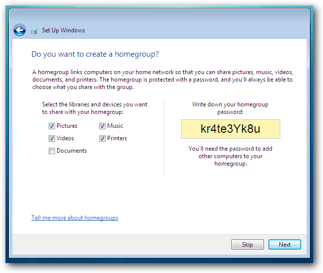 Windows 7 Homegroup Setup