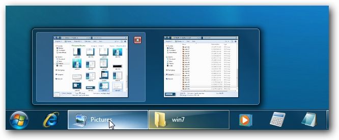 Windows 7 Taskbar Hover