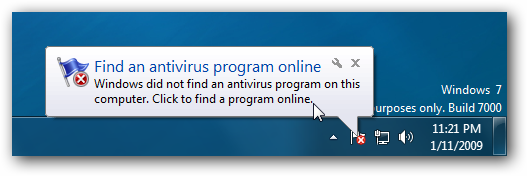Windows 7 Find Antivirus Program Online Balloon