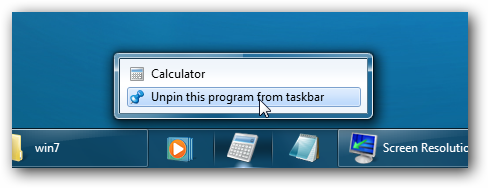 Windows 7 Un-Pin