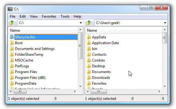 7-Zip Dual Pane
