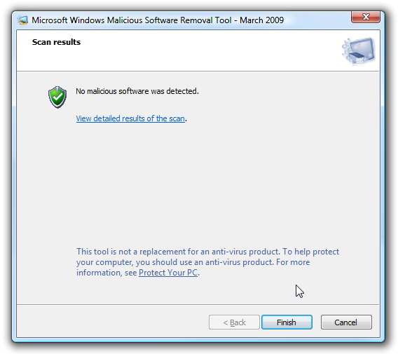 No malicious software detected