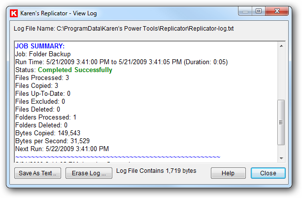 job logs