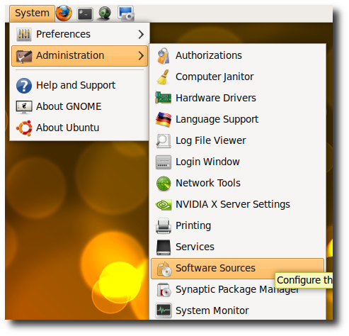 Software Sources ubuntu