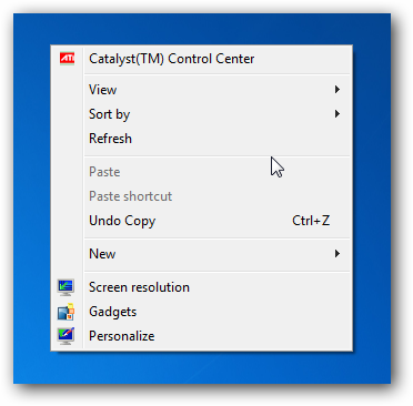 Remove Gadgets and Screen Resolution on Windows 7 Desktop Context Menu