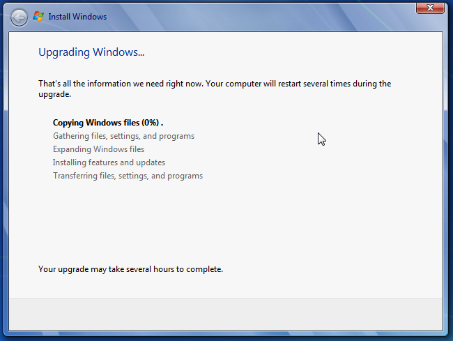 Windows 7 is upgrading just fine