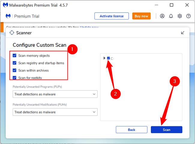 Select all of your scan options, including the drives you want to scan, then click &ldquo;Scan.&quot;