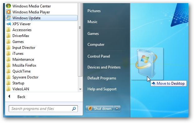 How To Pin Windows Update to the Taskbar in Windows 7
