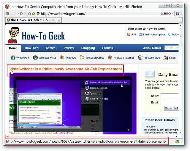 Move the Status Bar Web Address Display to the Address Bar