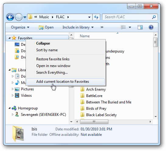 Add Your Own Folders To Favorites (Quick Access) In Windows 7, 8, Or 10