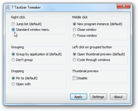 Customize the Windows 7 Taskbar with 7 Taskbar Tweaker