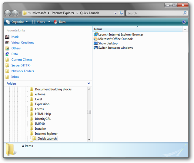 The Quick Launch Folder