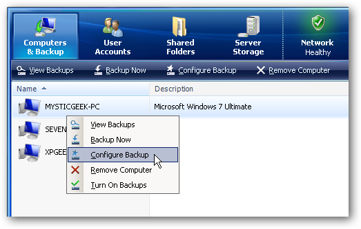 Configure Your Computer to Backup to Windows Home Server