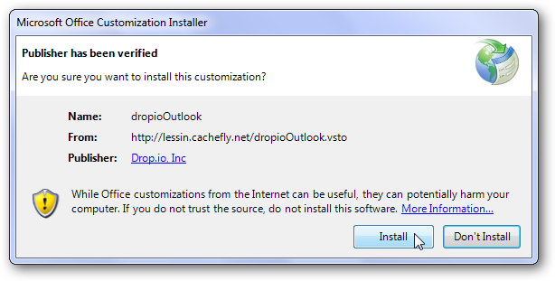 Send up to 100MB attachments with Outlook and drop.io