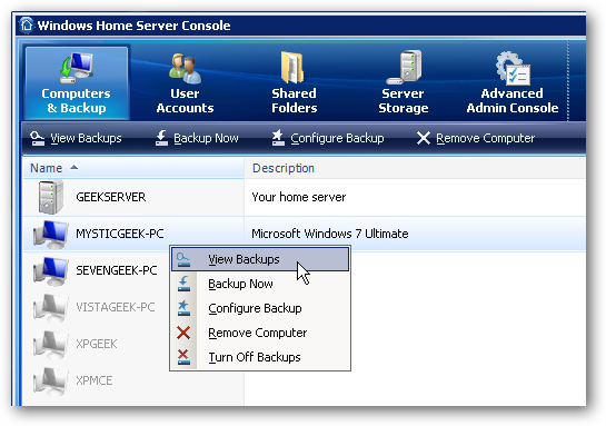 Restore Files from Backups on Windows Home Server