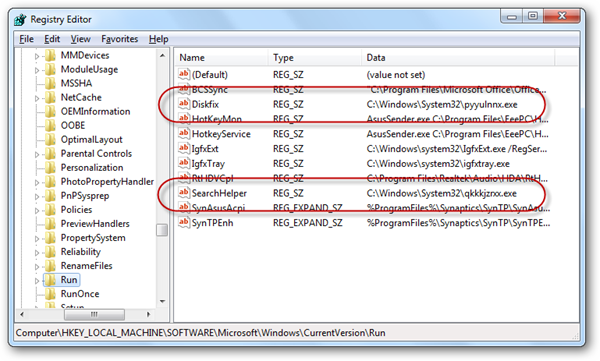 Suspicious entries in Registry