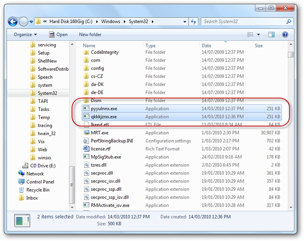 Suspicious entries in System32 folder