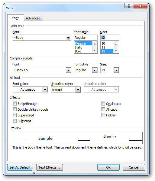 Change the Default Font Size in Word