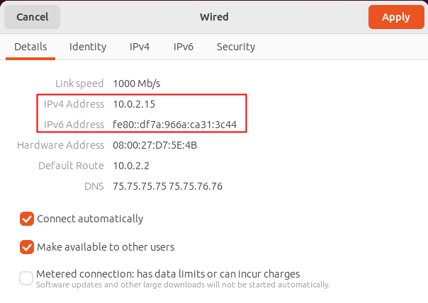 Your IPv4 and IPv6 IP addresses displayed. 