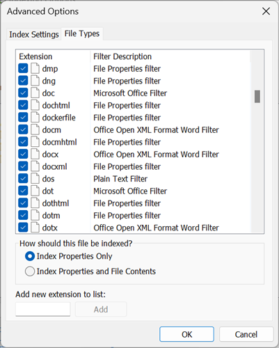 You may exclude specific file types from being indexed, and set Windows to only index file properties, rather than their contents. 
