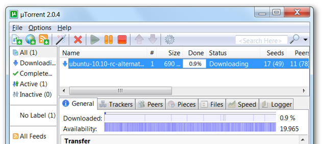 a file being downloaded in uTorrent