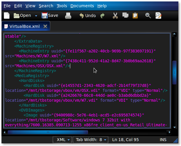 gedit xml