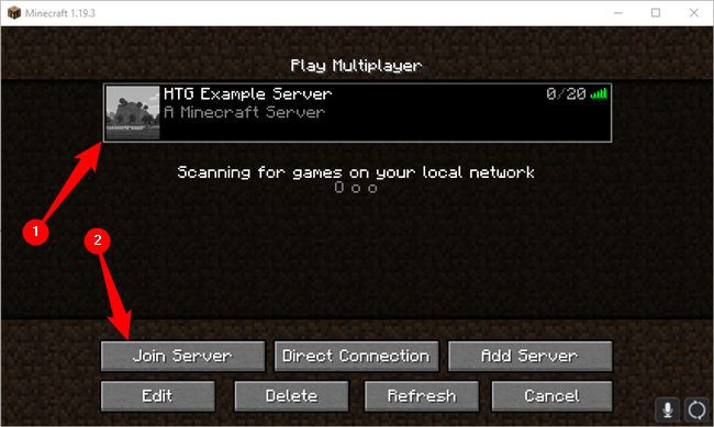 Select the server from the list, then click "Join Server." 
