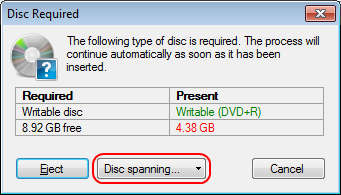 Disc spanning button