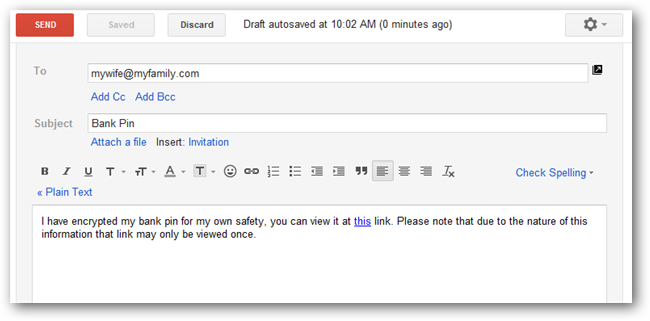 How to Send Self-Destructing Sensitive Information to Someone via Email