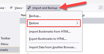 Click "Restore" from the "Import & Backup" menu.